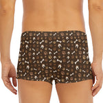 Brown Paw And Bone Pattern Print Men's Short Boxer Briefs