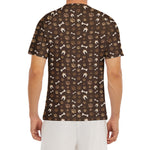 Brown Paw And Bone Pattern Print Men's Short Sleeve Rash Guard