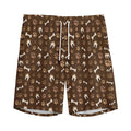 Brown Paw And Bone Pattern Print Men's Athletic Shorts