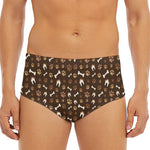 Brown Paw And Bone Pattern Print Men's Triangle Swim Briefs