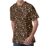 Brown Paw And Bone Pattern Print Men's Velvet T-Shirt