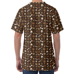 Brown Paw And Bone Pattern Print Men's Velvet T-Shirt