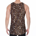Brown Paw And Bone Pattern Print Men's Velvet Tank Top