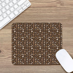 Brown Paw And Bone Pattern Print Mouse Pad