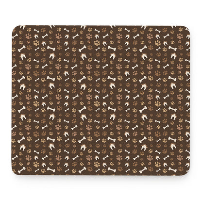 Brown Paw And Bone Pattern Print Mouse Pad