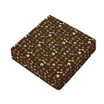 Brown Paw And Bone Pattern Print Outdoor Seat Cushion Cover