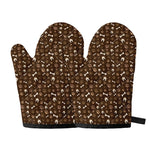 Brown Paw And Bone Pattern Print Oven Mitts