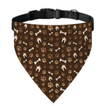 Brown Paw And Bone Pattern Print Over The Collar Dog Bandana