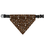 Brown Paw And Bone Pattern Print Over The Collar Dog Bandana