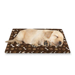 Brown Paw And Bone Pattern Print Pet Cooling Mat Cover