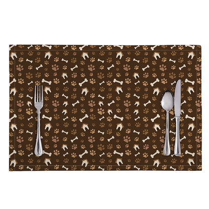 Brown Paw And Bone Pattern Print Placemat