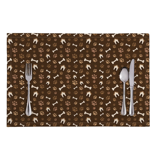 Brown Paw And Bone Pattern Print Placemat