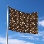 Brown Paw And Bone Pattern Print Polyester Flag