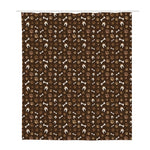 Brown Paw And Bone Pattern Print Polyester Shower Curtain
