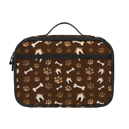 Brown Paw And Bone Pattern Print Portable Lunch Bag