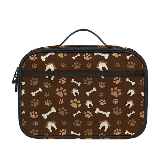 Brown Paw And Bone Pattern Print Portable Lunch Bag