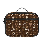 Brown Paw And Bone Pattern Print Portable Lunch Bag