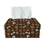 Brown Paw And Bone Pattern Print Rectangle Tissue Box Cover