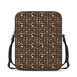 Brown Paw And Bone Pattern Print Rectangular Crossbody Bag