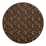 Brown Paw And Bone Pattern Print Round Blanket