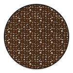 Brown Paw And Bone Pattern Print Round Floor Mat