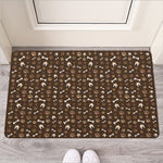 Brown Paw And Bone Pattern Print Rubber Doormat