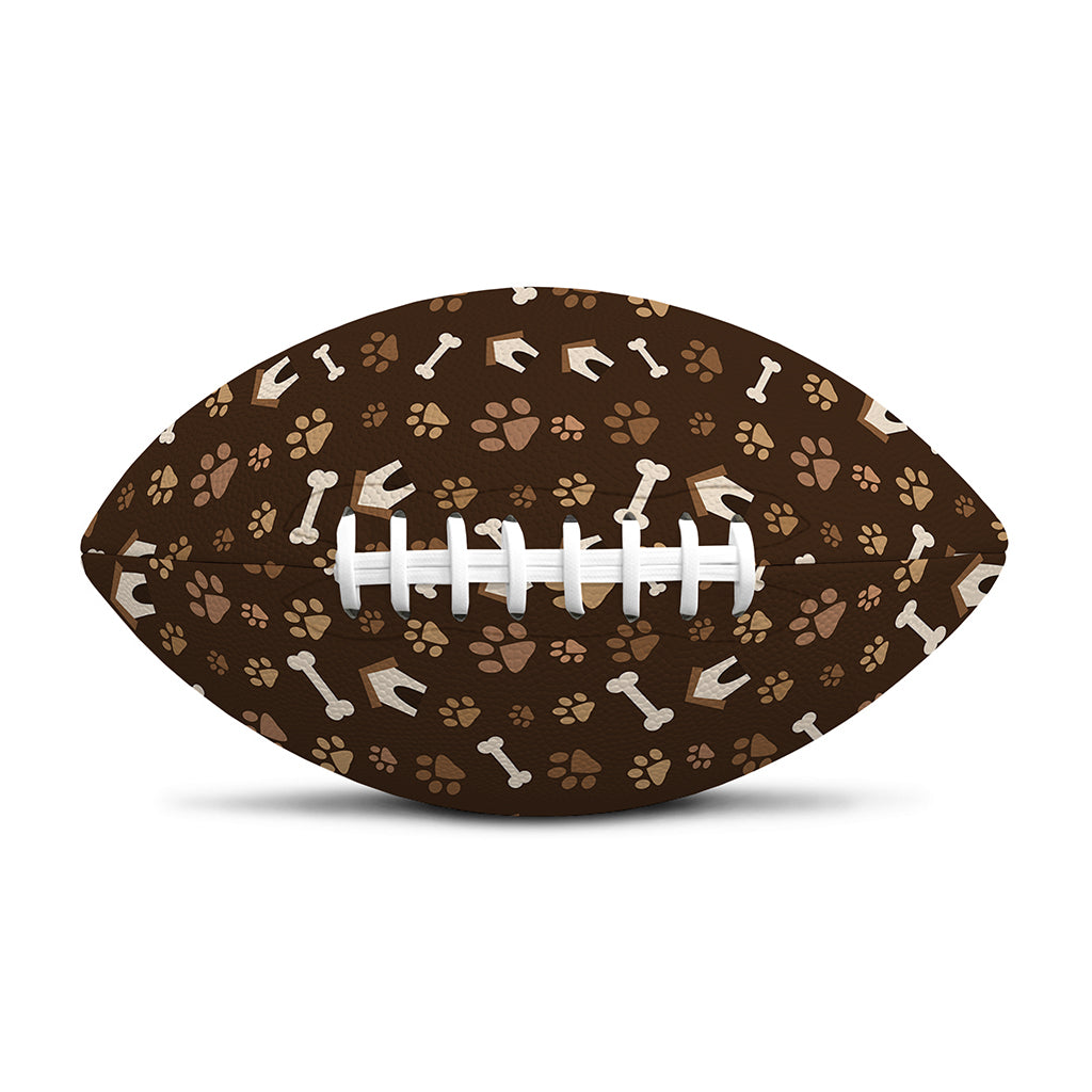 Brown Paw And Bone Pattern Print Rugby Ball
