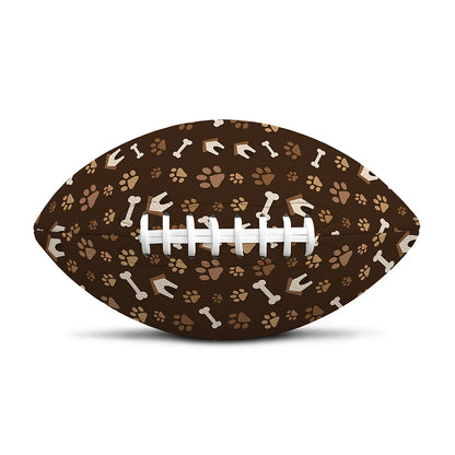 Brown Paw And Bone Pattern Print Rugby Ball