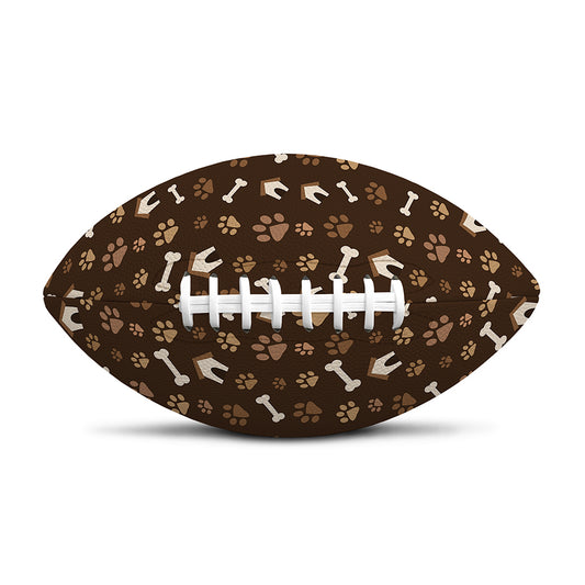 Brown Paw And Bone Pattern Print Rugby Ball