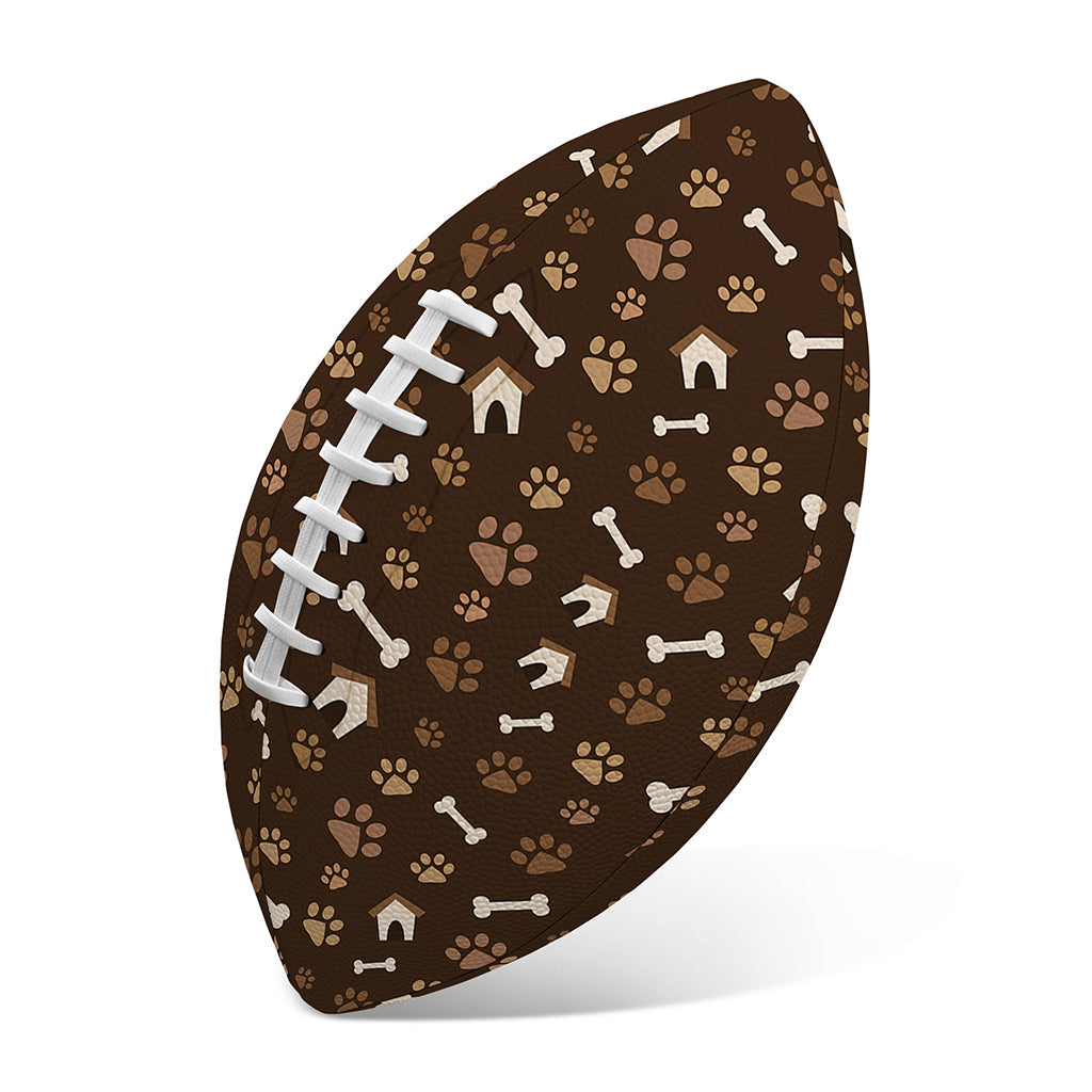Brown Paw And Bone Pattern Print Rugby Ball