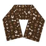 Brown Paw And Bone Pattern Print Scarf