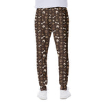 Brown Paw And Bone Pattern Print Scuba Joggers