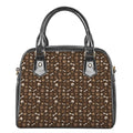 Brown Paw And Bone Pattern Print Shoulder Handbag