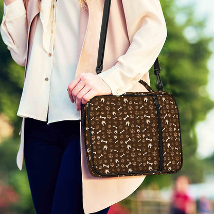 Brown Paw And Bone Pattern Print Shoulder Strap Bible Bag