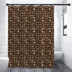 Brown Paw And Bone Pattern Print Shower Curtain