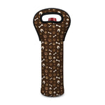 Brown Paw And Bone Pattern Print Single Neoprene Wine Tote