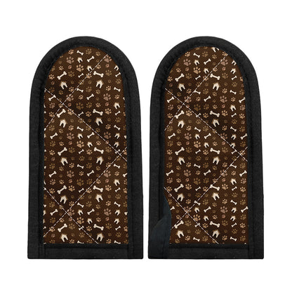 Brown Paw And Bone Pattern Print Skillet Handle Cover