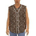 Brown Paw And Bone Pattern Print Sleeveless Baseball Jersey