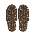 Brown Paw And Bone Pattern Print Slippers