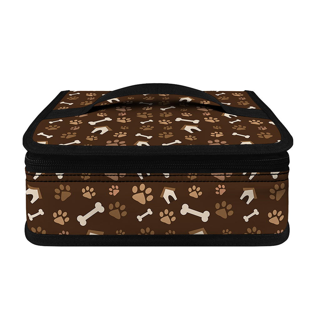 Brown Paw And Bone Pattern Print Small Lunch Bag