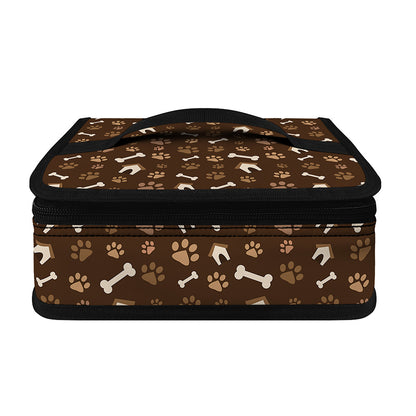 Brown Paw And Bone Pattern Print Small Lunch Bag