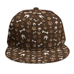 Brown Paw And Bone Pattern Print Snapback Cap