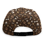 Brown Paw And Bone Pattern Print Snapback Cap