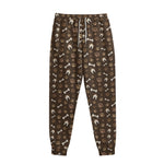 Brown Paw And Bone Pattern Print Sweatpants