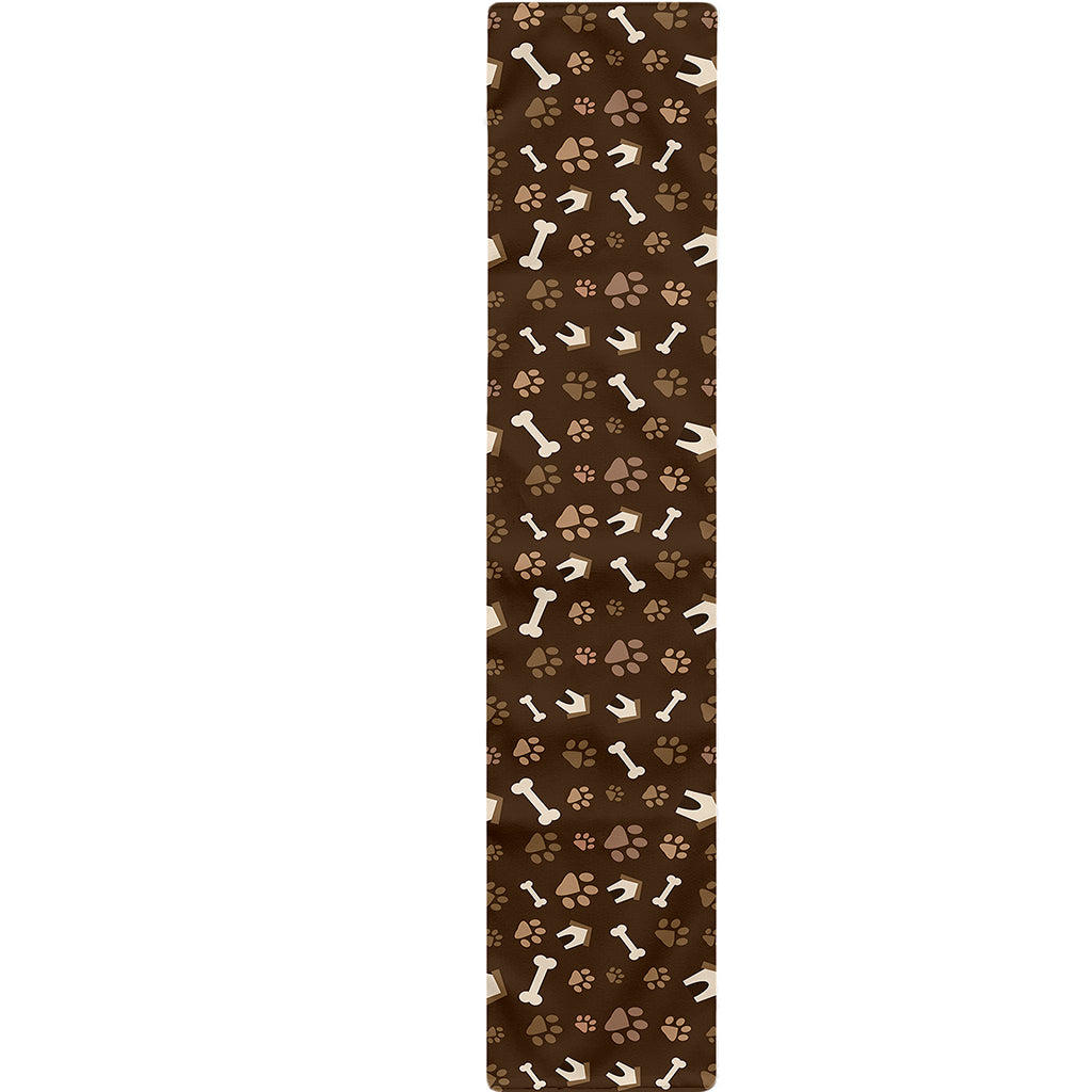 Brown Paw And Bone Pattern Print Table Runner