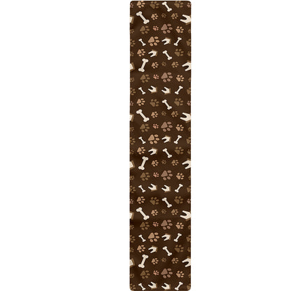 Brown Paw And Bone Pattern Print Table Runner