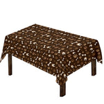 Brown Paw And Bone Pattern Print Tablecloth