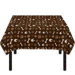 Brown Paw And Bone Pattern Print Tablecloth