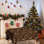 Brown Paw And Bone Pattern Print Tablecloth