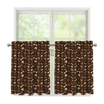 Brown Paw And Bone Pattern Print Tier Curtains